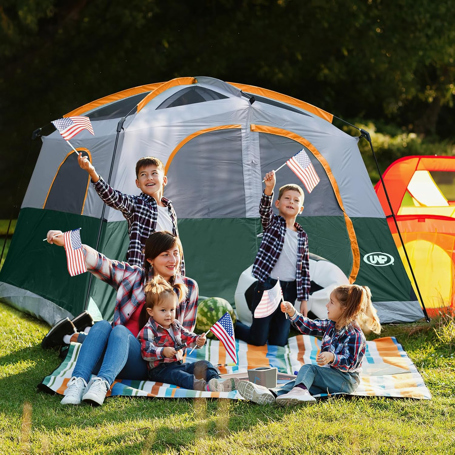 UNP 6 Person Tents for Camping Waterproof Family Cabin Tent with Rainfly
