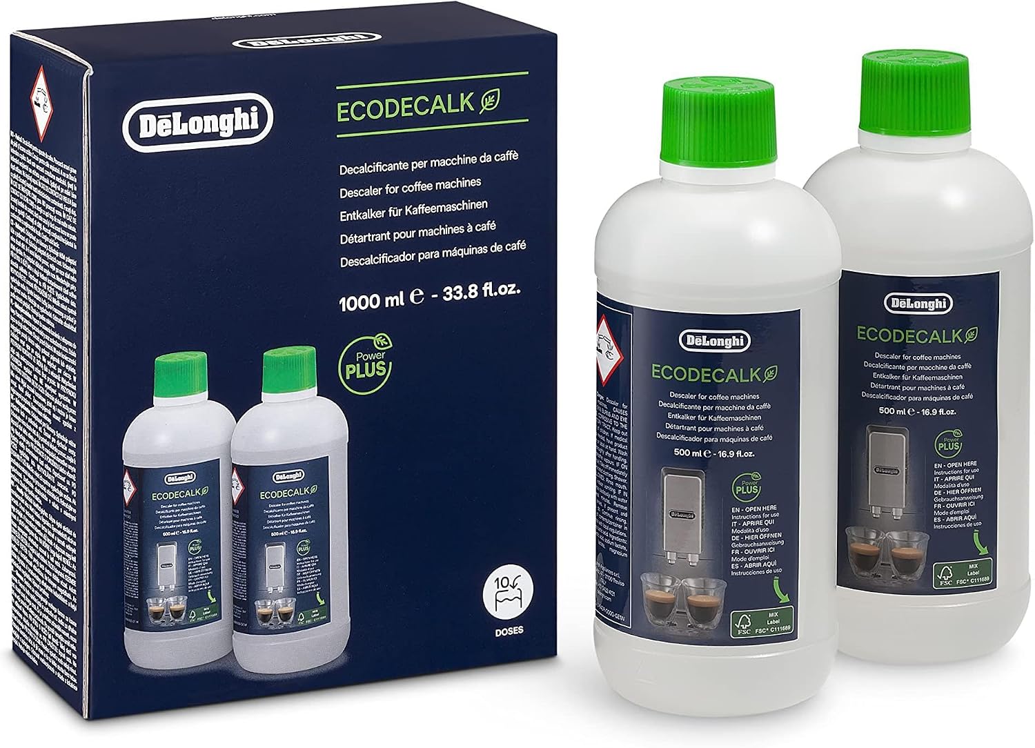 De'Longhi EcoDecalk Universal Descaler, for Coffee Machines 16.90 oz | Safe Formula, Universally Compatible, 15 Month Supply, Easy to Use