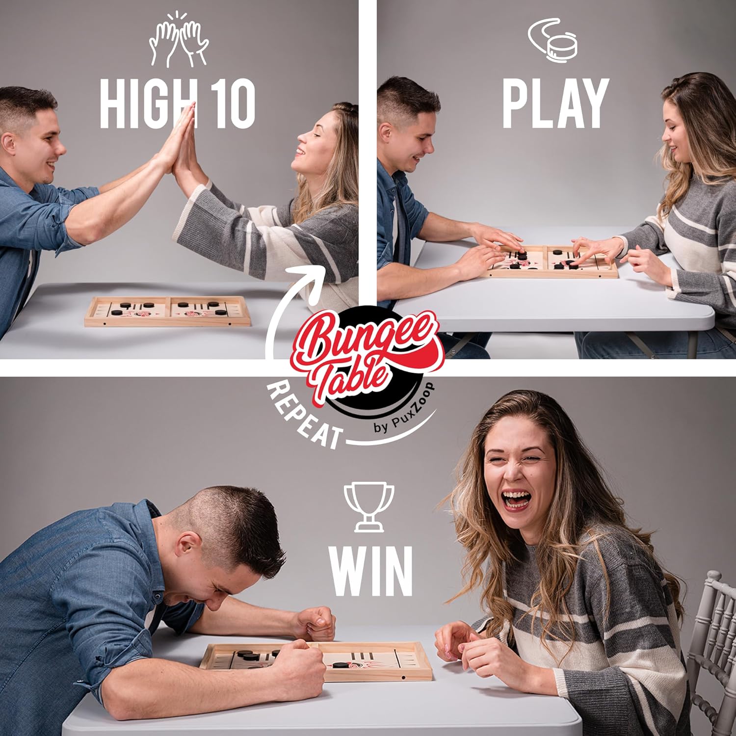 Fast Sling Puck Game - Test Your Speed and Accuracy with This Fast-Paced Wooden Air Hockey Board Game - Guaranteed Fun for Family Night or Friends