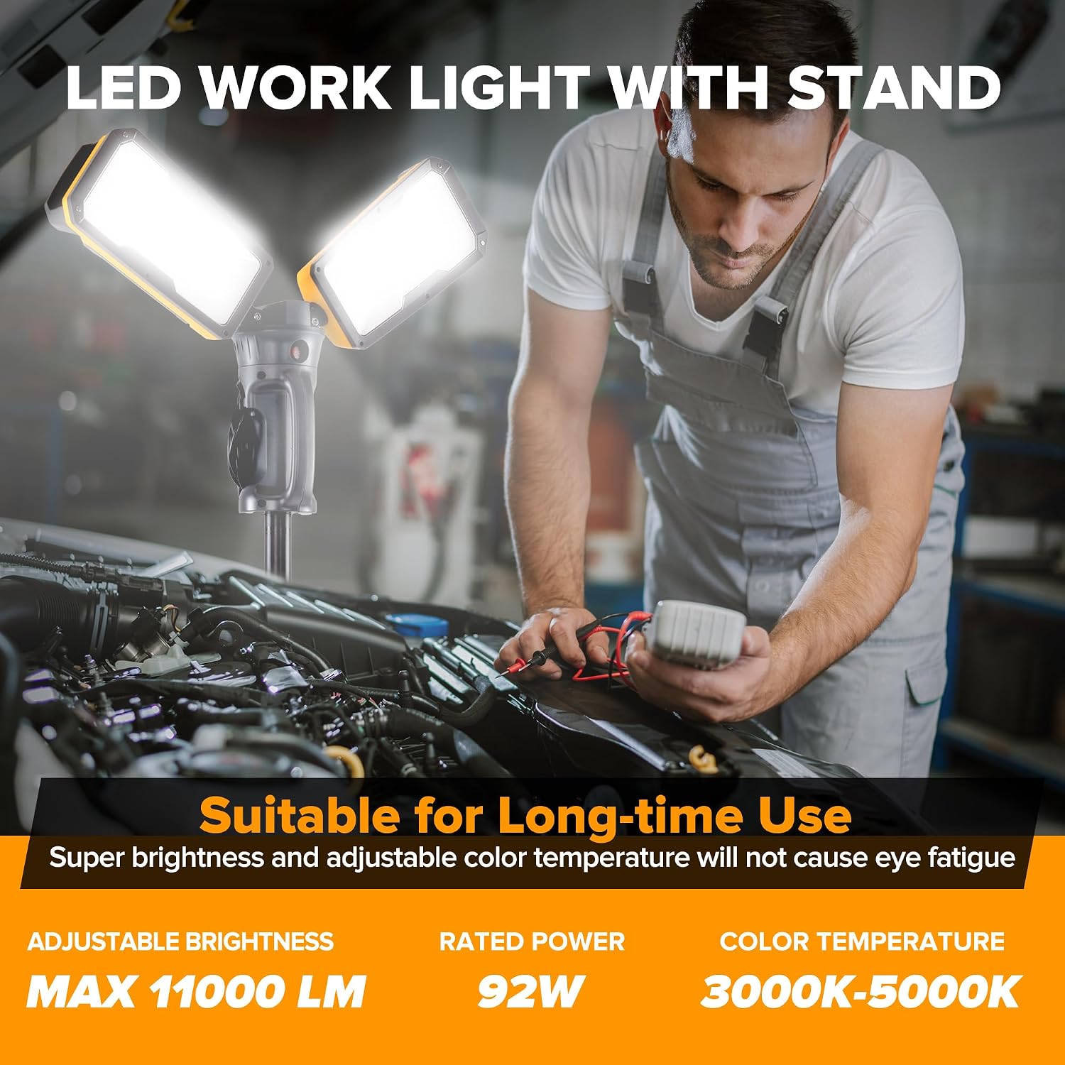 LUTEC Upgraded 5000K 15000 LM 105 W LED Work Light with Telescoping Tripod