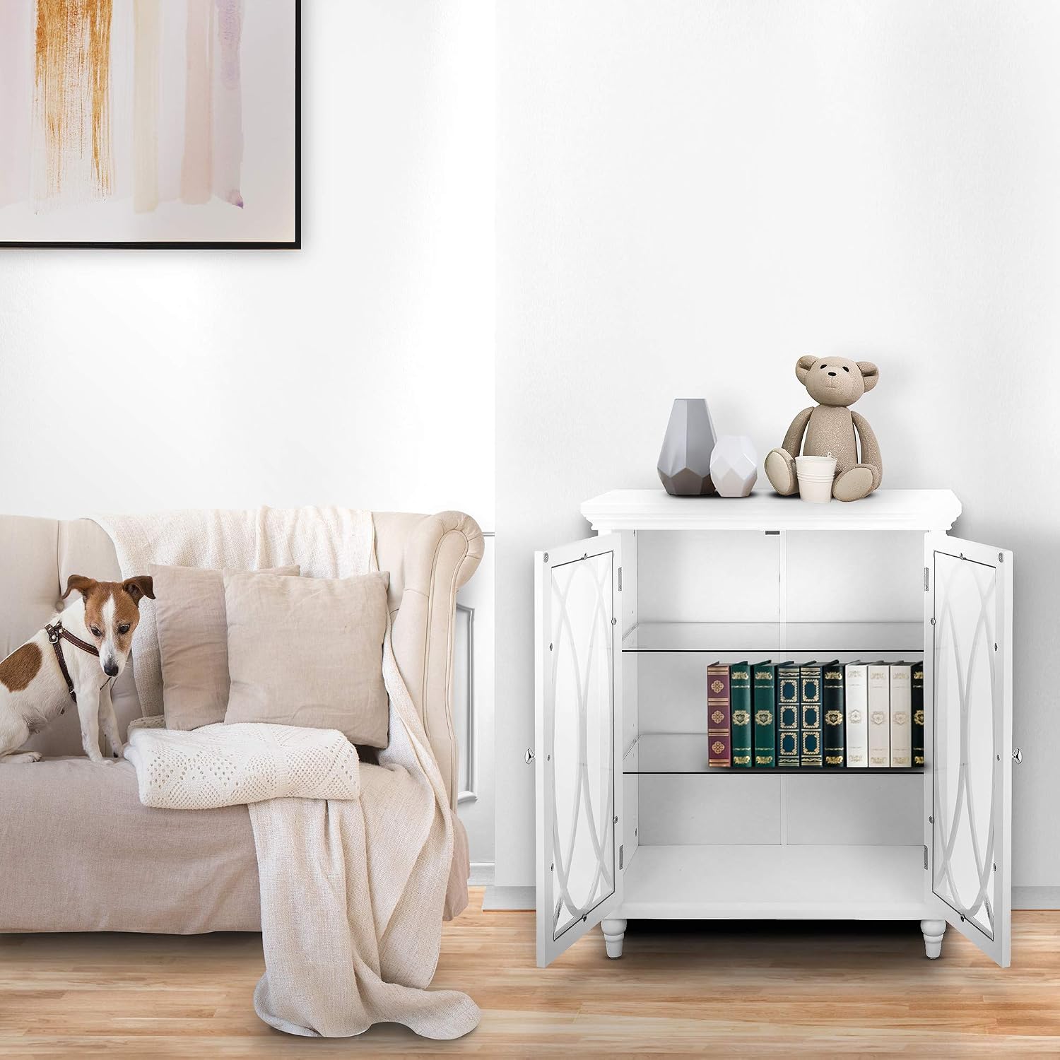 Teamson Home Florence 26 in. x 32 in. 2-Door Freestanding Wooden Floor Cabinet with Adjustable Shelves for Storage Solutions in Bathrooms, Kitchens, Laundry Rooms, Home Offices, White | Freestanding Wooden, Adjustable Shelves, For Bathrooms, Kitchens, La…