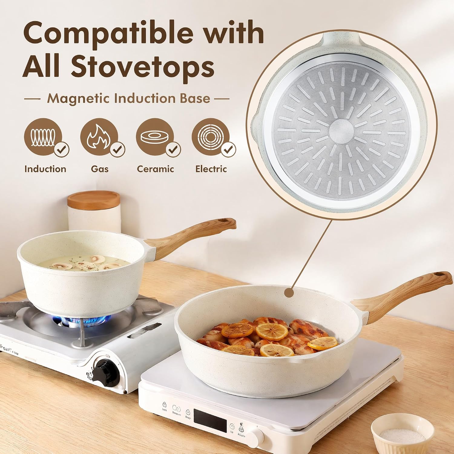 SENSARTE Nonstick Ceramic Cookware Set, 13-pcs Non-toxic Pots and Pans Set | Healthy Kitchen Cooking Set with Stay-Cool Handles