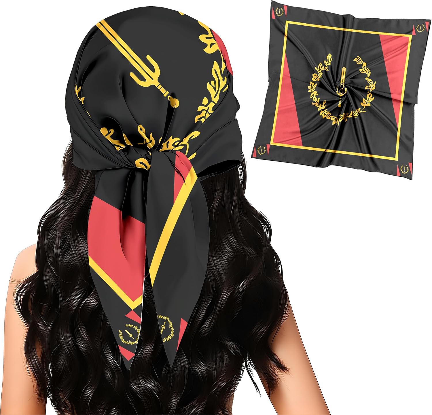 Fashion Bandana Women,Flag Silk Scarf,27.5x27.5 Large Square bandanas,Satin Hair for Sleeping,Travel,for Gift