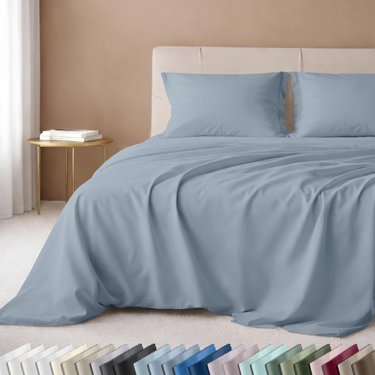 California Design Den Luxury 600 Thread Count Full Size Sheet Sets, Seafoam | 100% Cotton Sateen Backed by Good Housekeeping Seal, Soft & Smooth, 16" Deep Pocket, All-Around Elastic, Durable, Easy Care