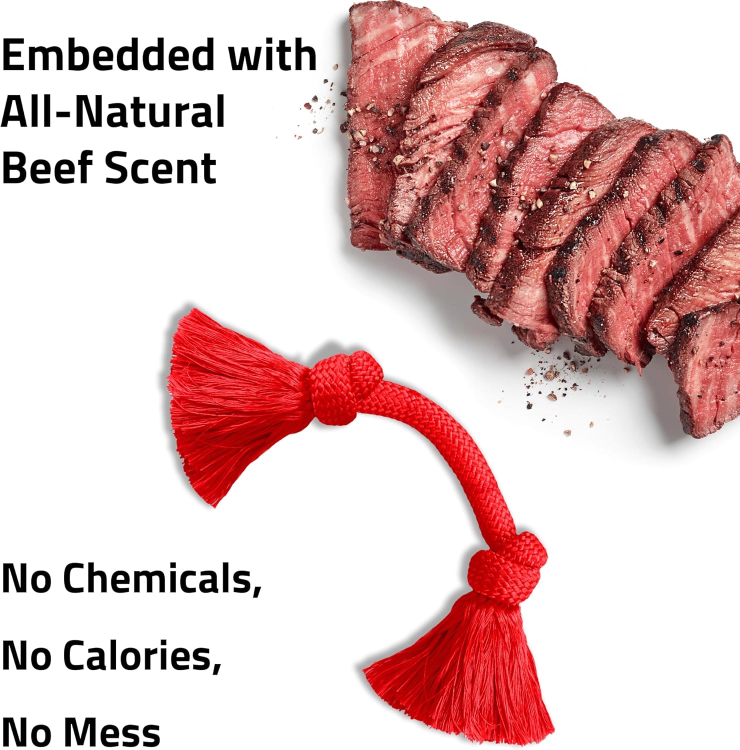 Playology Tug Rope Dog Toys for Large Breed Dogs - Jumbo, Beef Scent