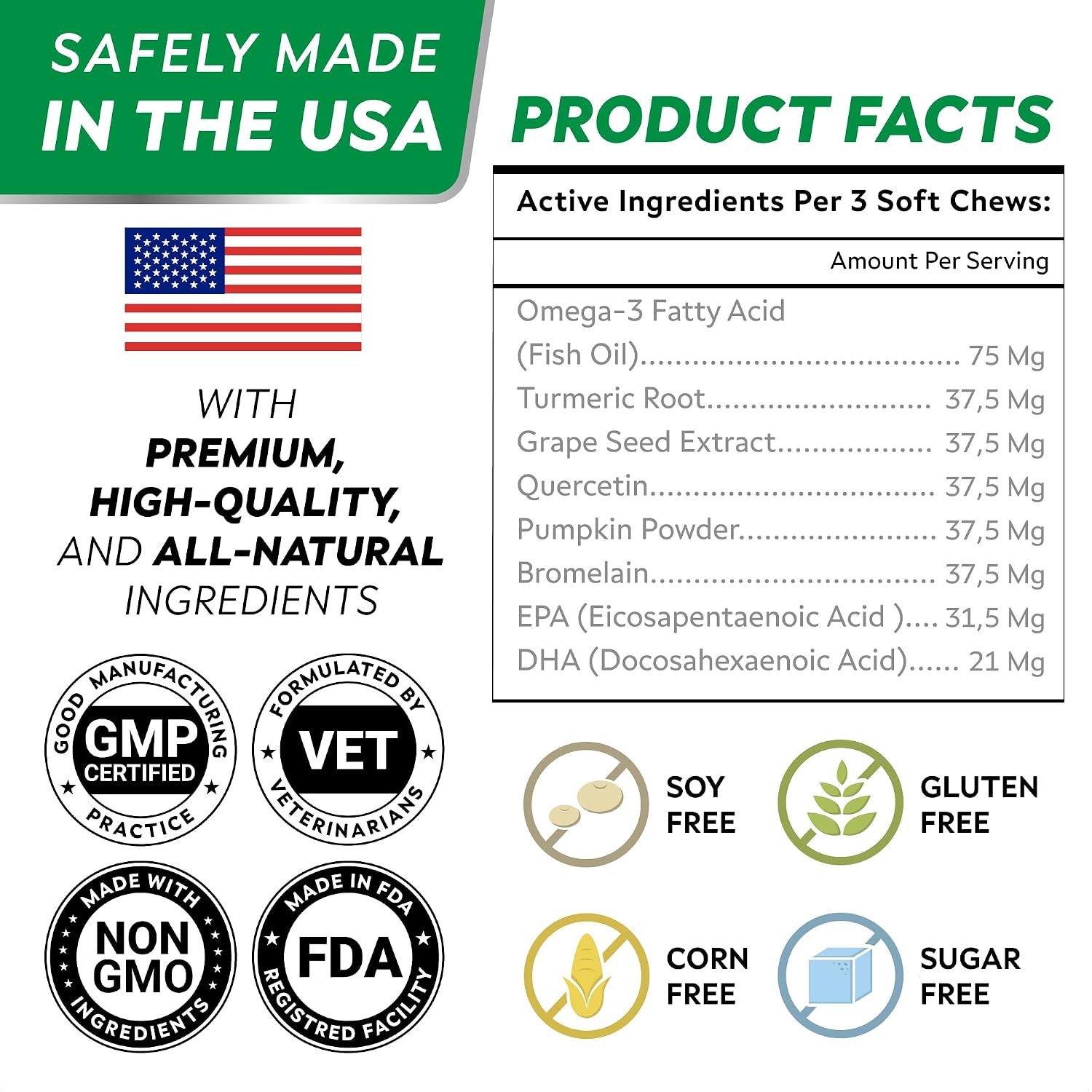Dog Allergy & Itching Relief - Anti Itch, Skin&Coat Support Chews w/Omega 3
