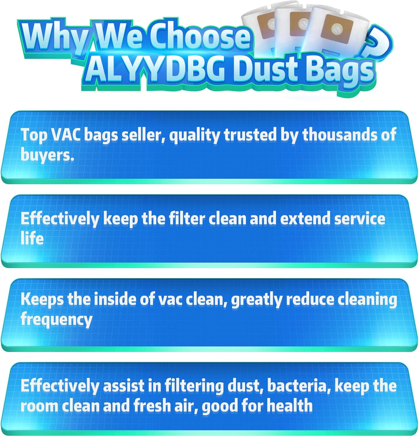 5 PCS Shop Vac Bags 5-8 Gallon Type E/H 90661 90671 Vac Bags by ALYYDBG