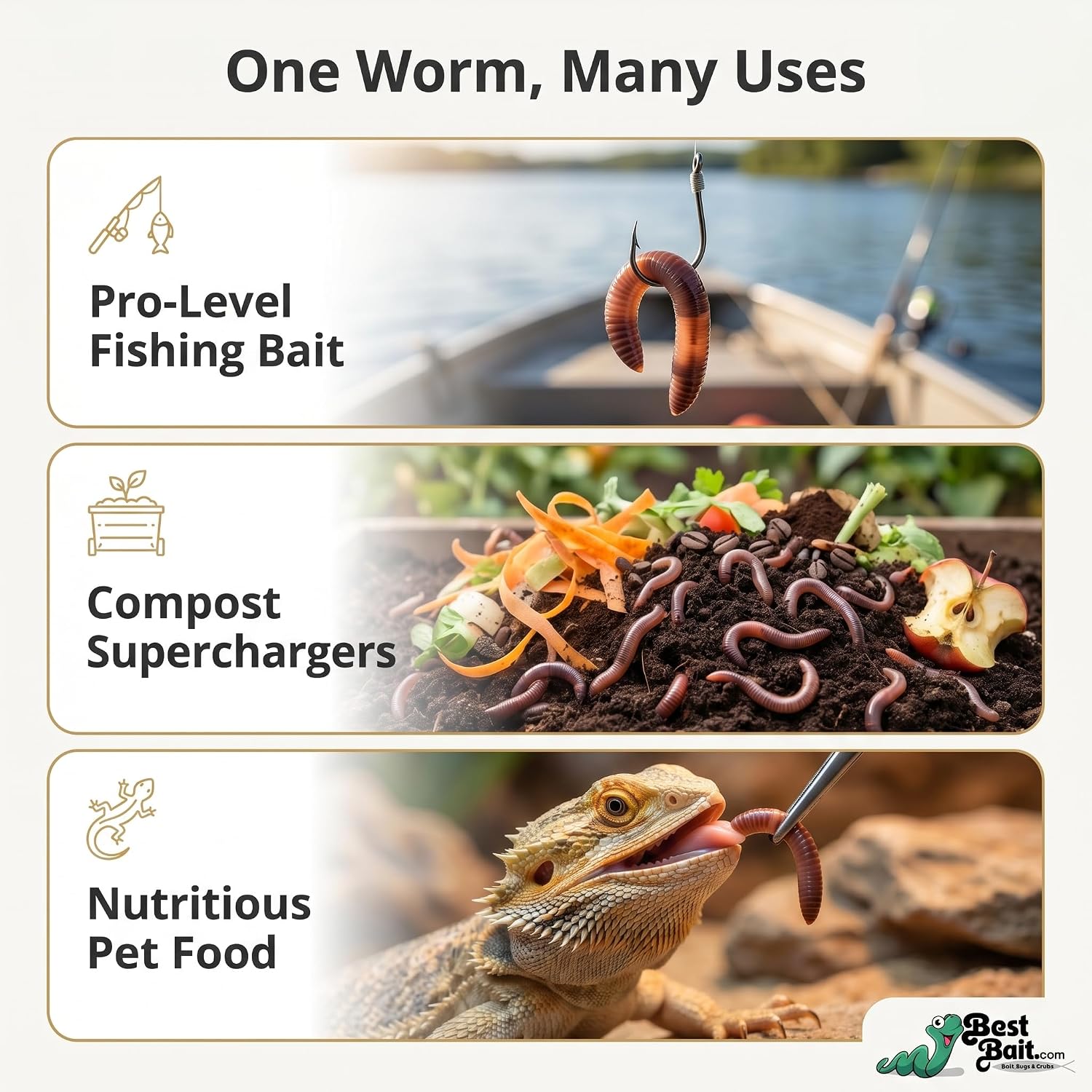 Live PANFISH European Nightcrawlers Composting Worms Fishing Worms