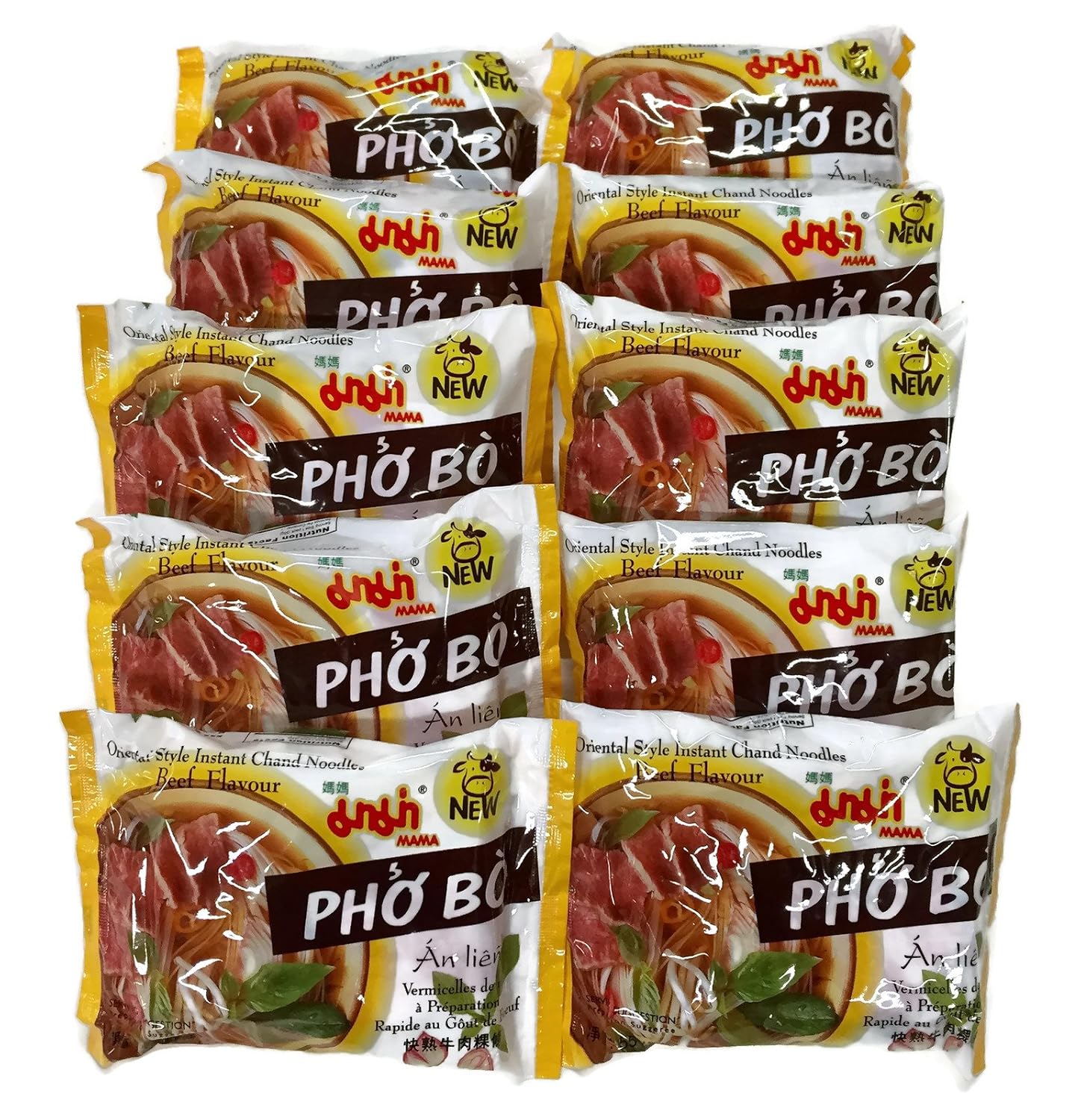 Instant Chand Noodle Soup, 1.94 Oz. Packets (Set of 10) (Beef (Pho Bo))