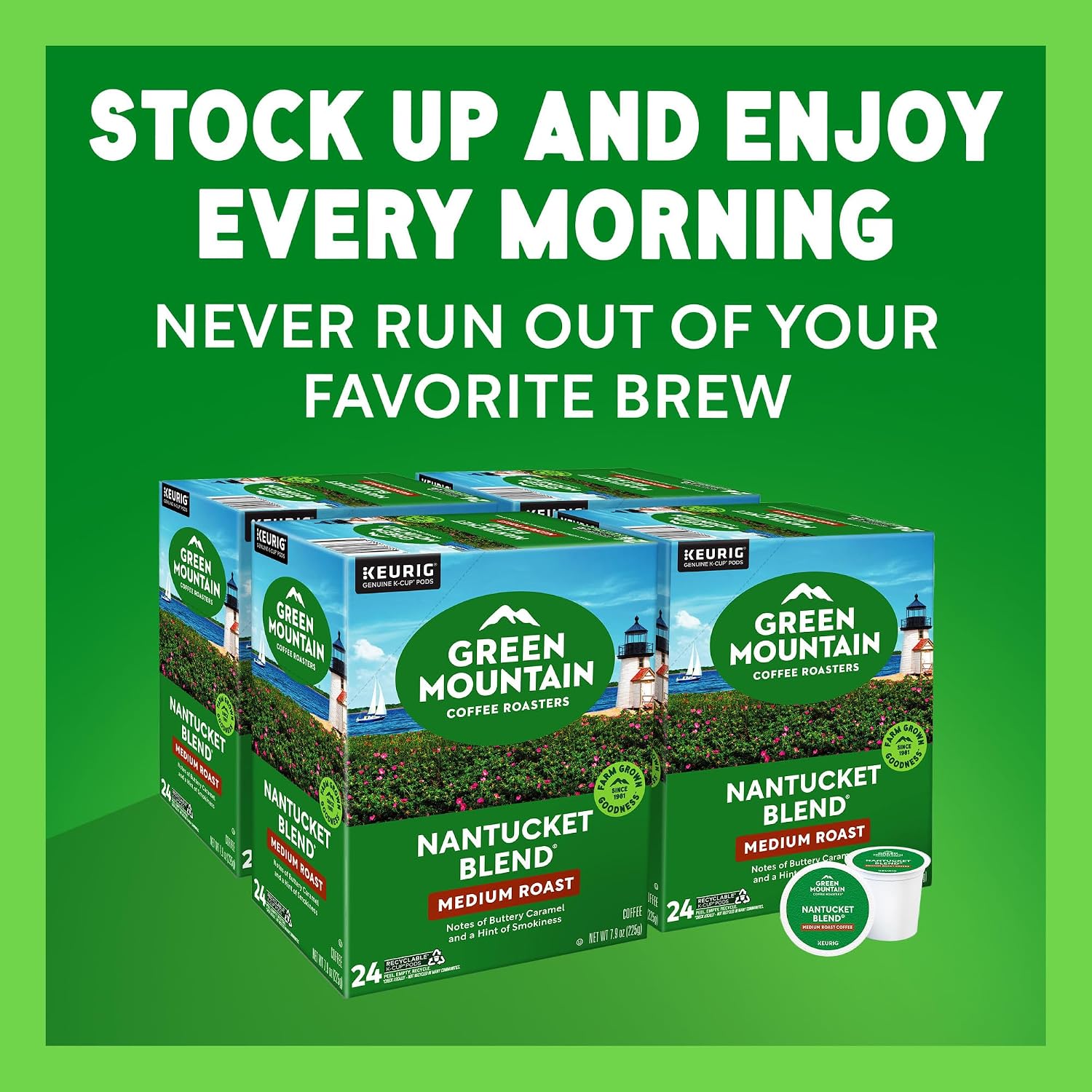 Green Mountain Coffee Nantucket Blend Keurig Single-Serve K-Cup Pods, Medium Roast Coffee, 96 Count