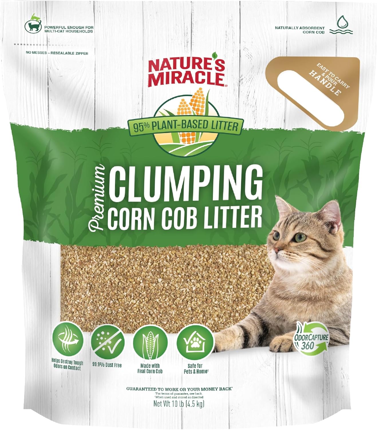 Nature's Miracle Premium Clumping Corn Cob Litter, Tough Odor Bio-Enzymatic Formula, Dust Free