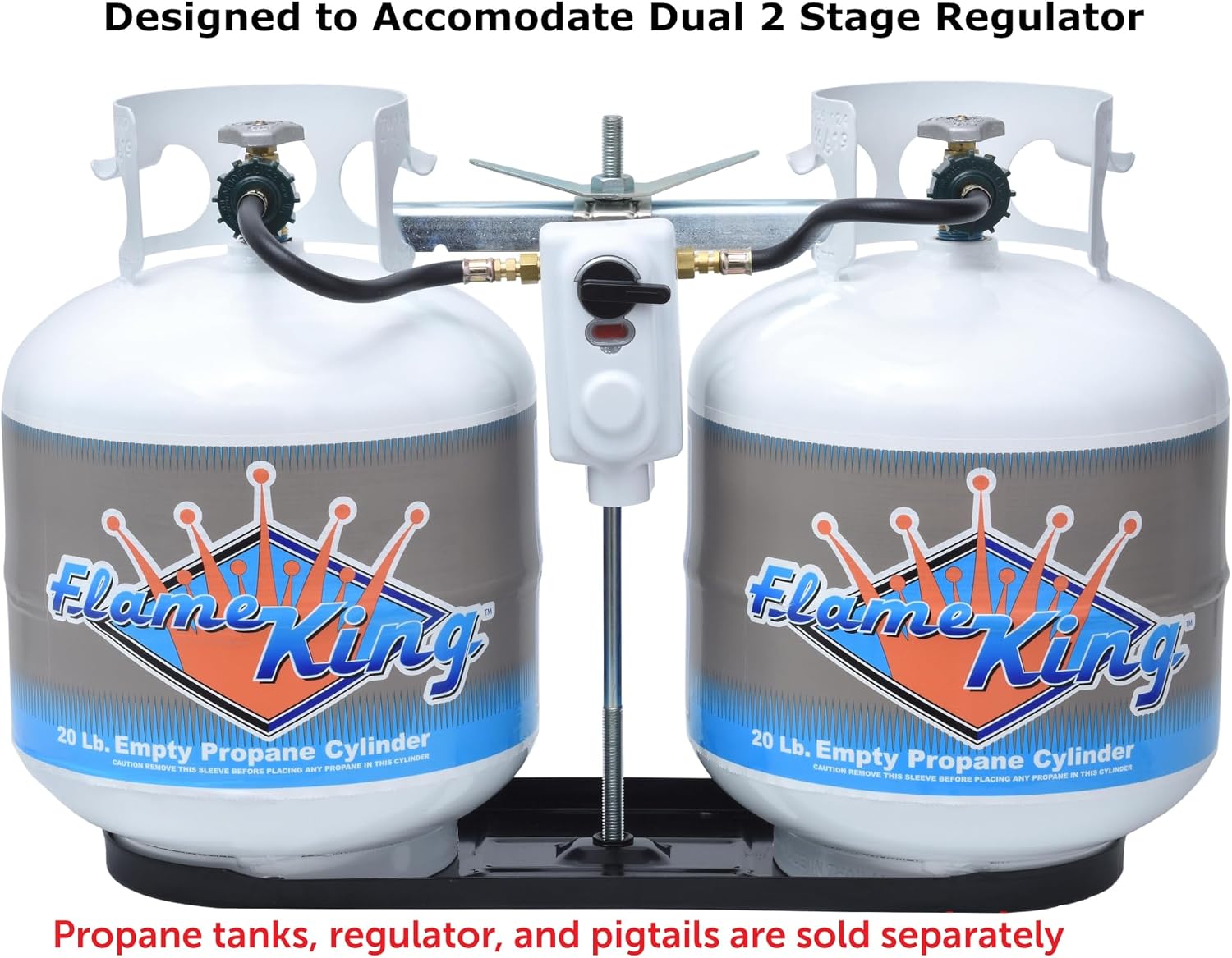 Flame King Dual RV Propane Tank Cylinder Rack for RVs and Trailers for 20lb Tanks - KT20MNT (Tanks Sold Separately)