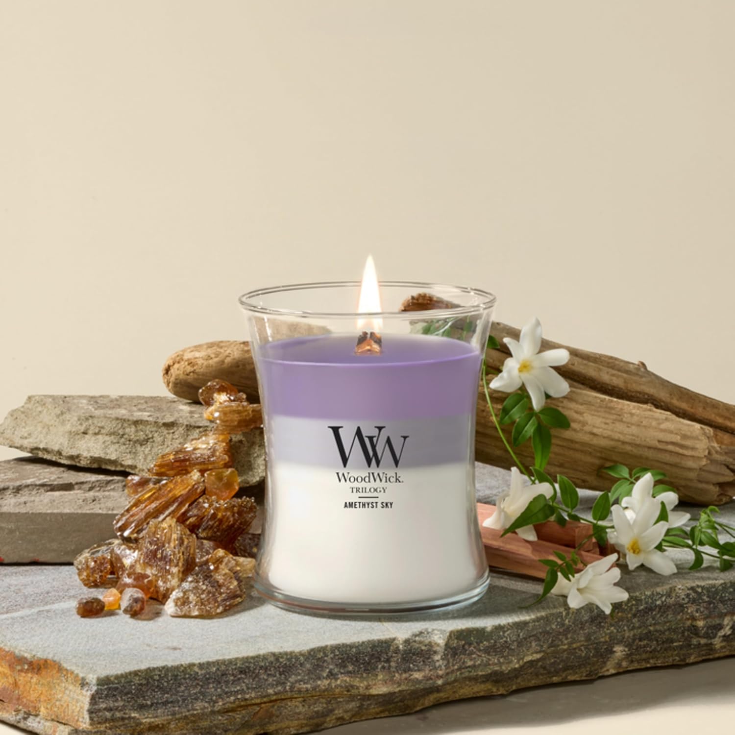 WoodWick Café Sweets Trilogy Holiday Candle Gifts for Women and Men, 9.7 oz Medium Hourglass Trilogy Candle with Crackling Wick