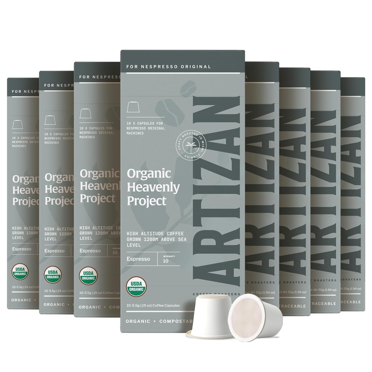 Artizan Coffee USDA Organic Espresso Coffee Capsules For Nespresso Original | Signature Blend Variety | 40 Compatible Compostable Pods