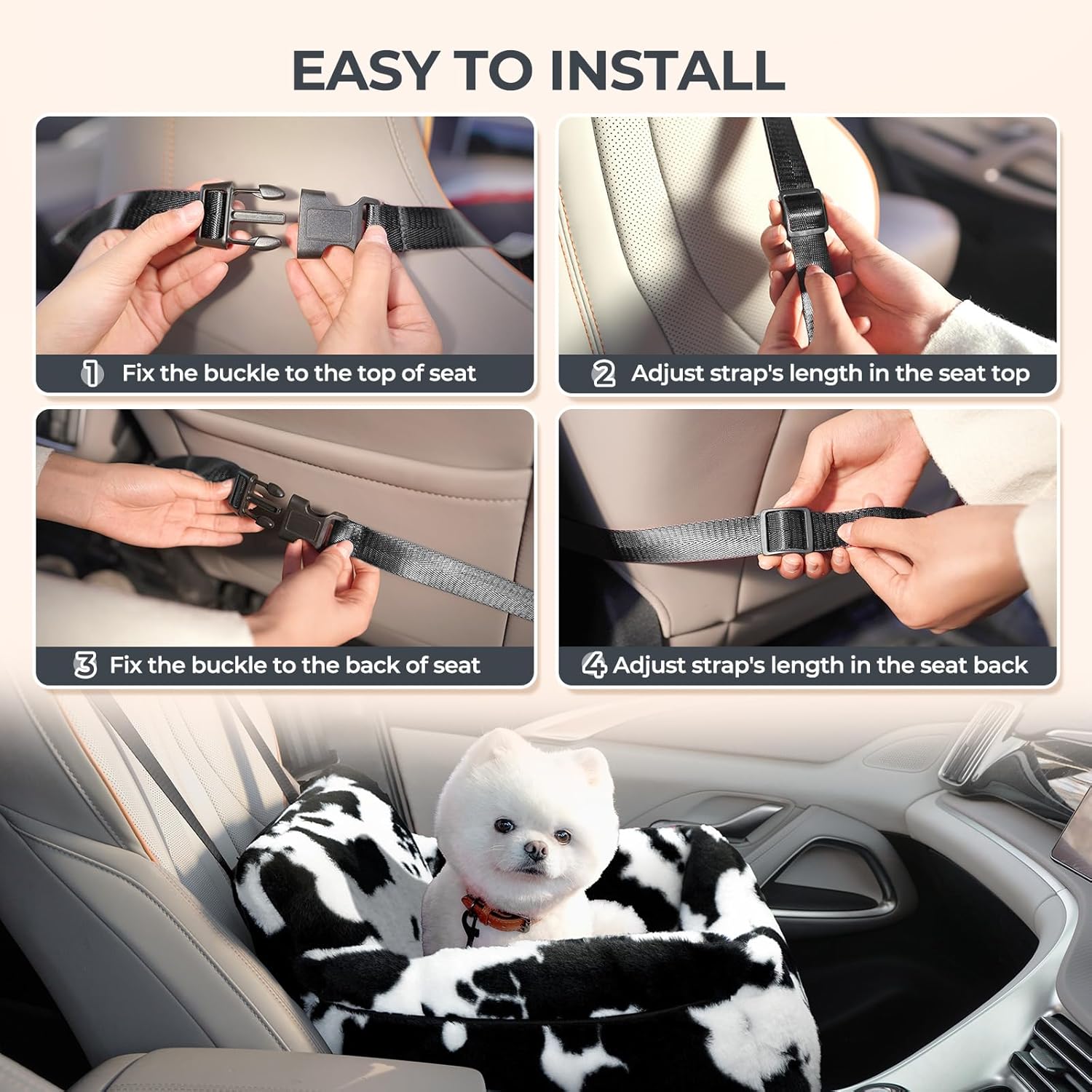 BurgeonNest Dog Car Seat for Small Dogs & Cats Under 25 lbs,Black
