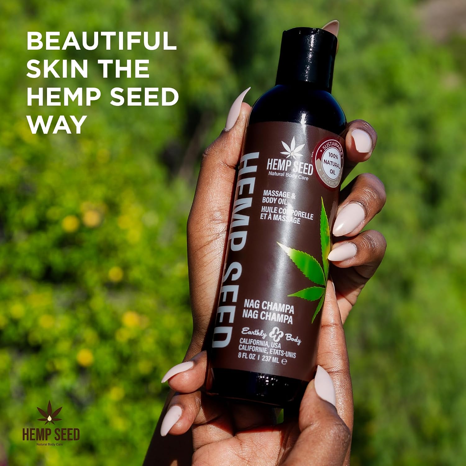 Hemp Seed Massage & Body Oil - 8 fl. oz. - Nourishing, Moisturizing Massage Oil - Hemp Seed, Apricot, Grapeseed & Sweet Almond Oil - Vegan & Cruelty Free