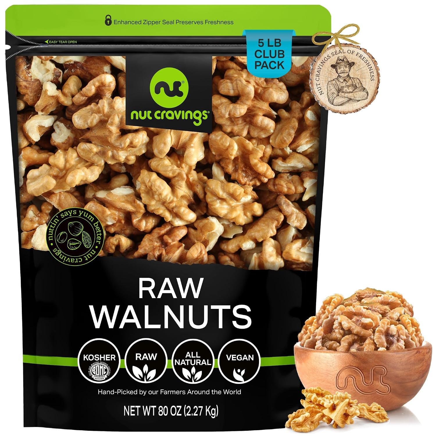 NUT CRAVINGS - Raw Walnuts In Shell, Whole, (80oz - 5 LB)
