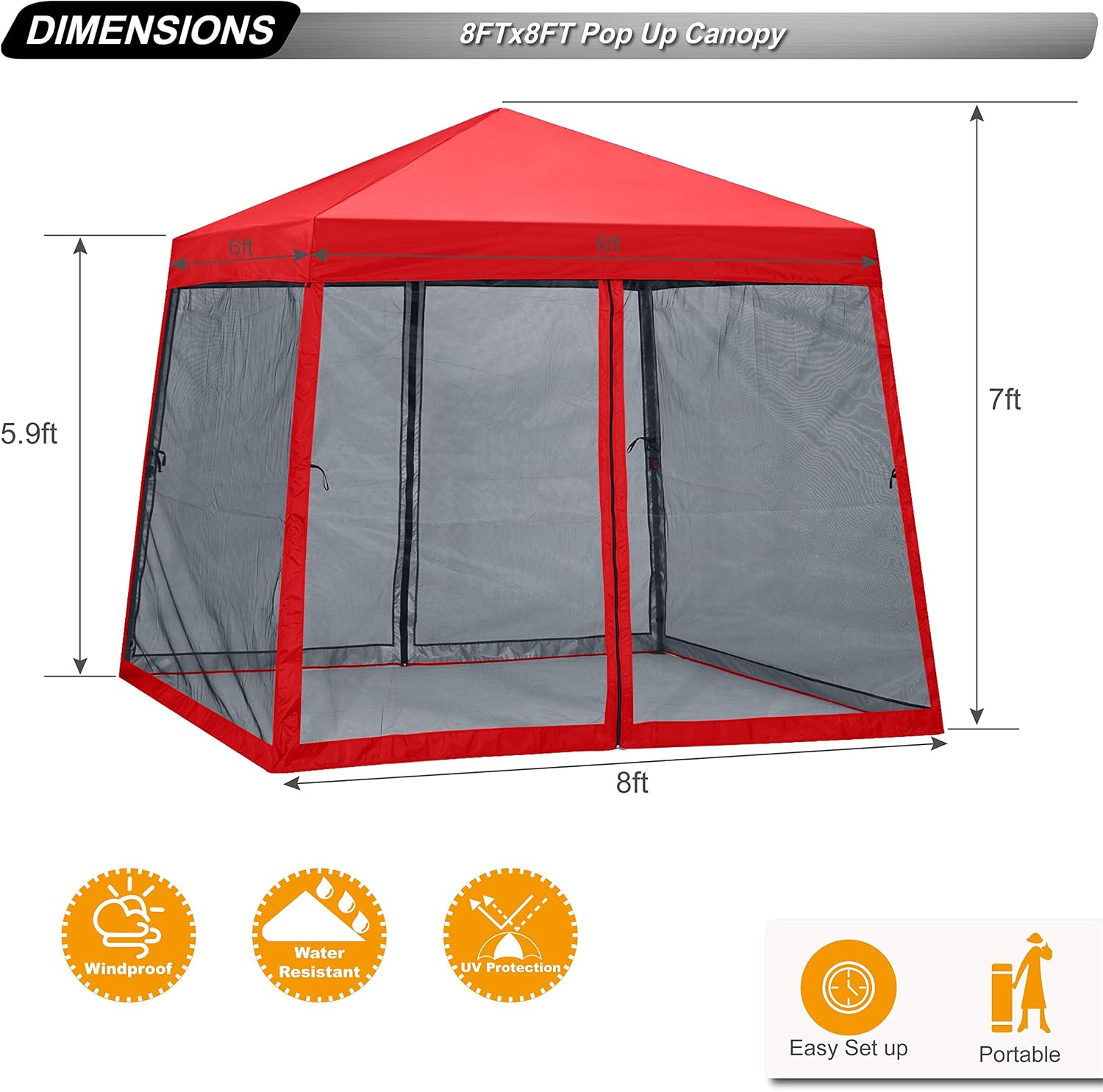 ABCCANOPY 10x10 Pop Up Canopy Tent, Slant Leg Outdoor Shade, Dark Gray