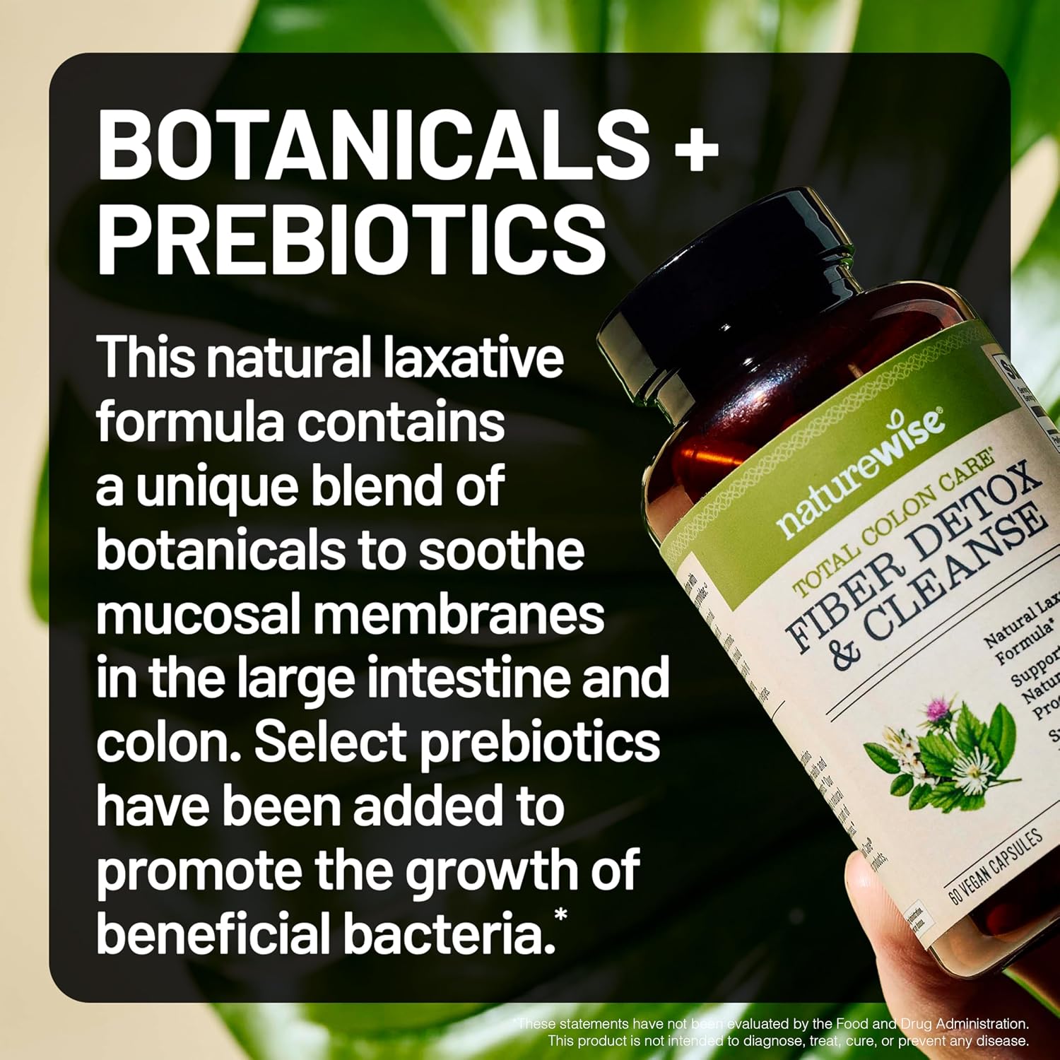 NatureWise Total Colon Care Fiber Cleanse - Natural Laxative Blend - Herbal Laxatives, Prebiotics, & Enzymes for Regularity, Digestion