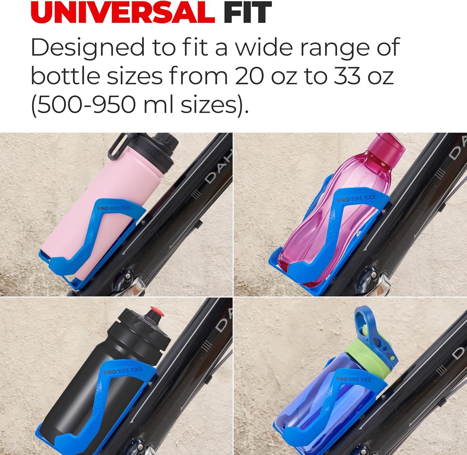 PRO BIKE TOOL Water Bottle Holder for Bikes – Bicycle Bottle Cage & Bike Cup Holder with Secure Grip, Lightweight Cycling Water Bottle Holder for Road Bike & Mountain Bike