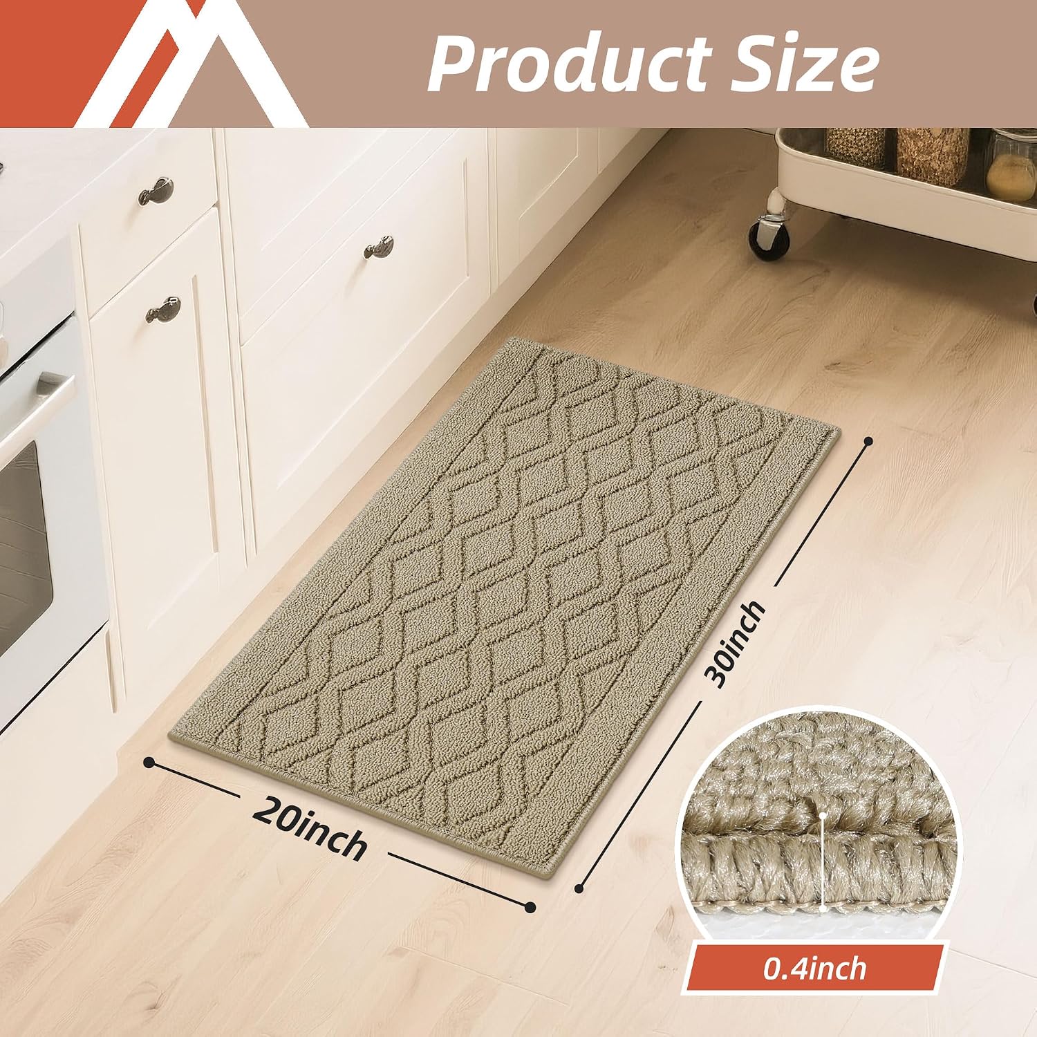 COSY HOMEER 48x20Inch/30X20Inch Kitchen Rug Mats,Grey