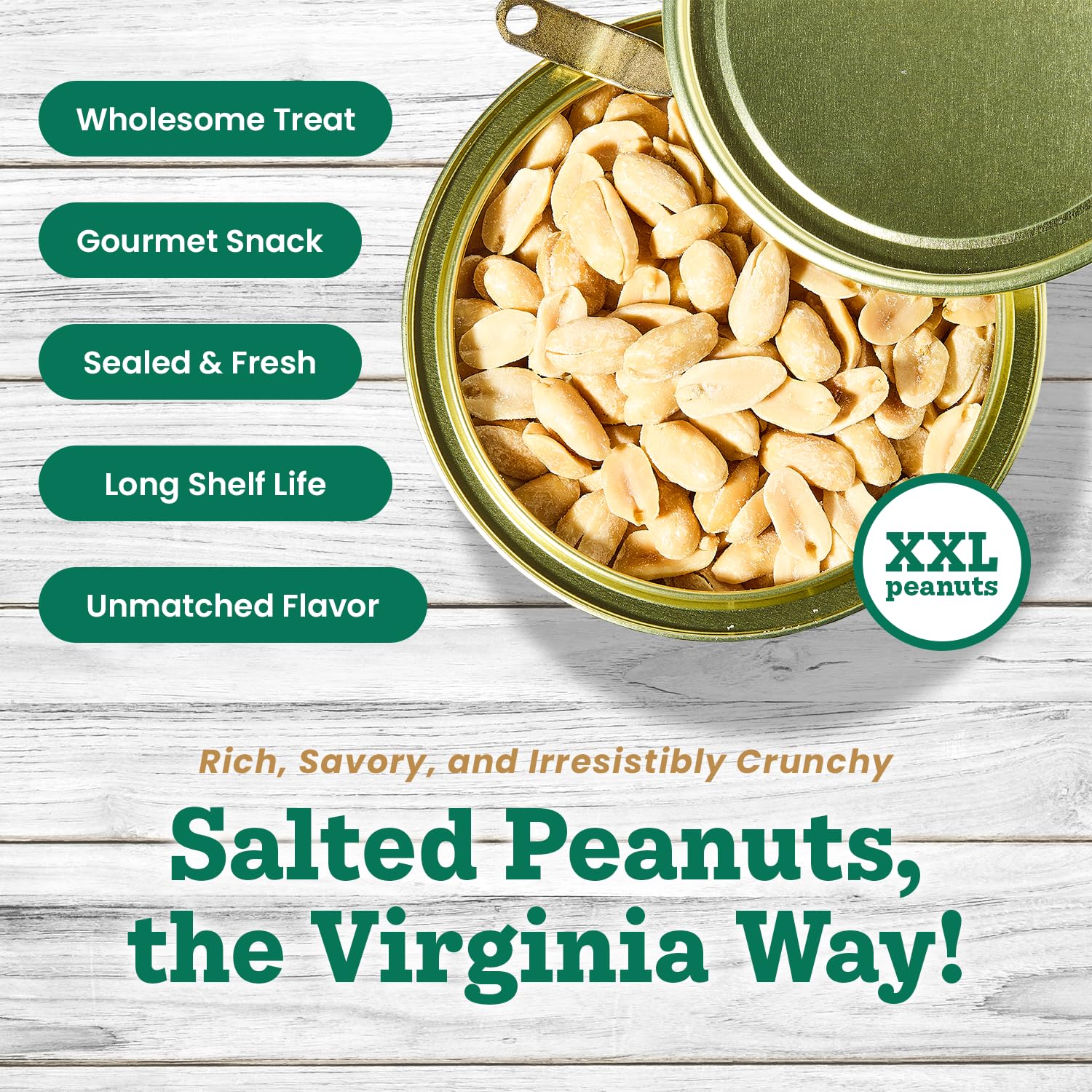 Hubs Peanuts Premium Salted Virginia Nuts, Non-GMO, Gluten Free Healthy Snacks - Irresistible Crunch & Flavored Peanuts - Made from Premium Ingredients - Vacuum-Sealed Tin - 2 Packs of 40 oz Cans