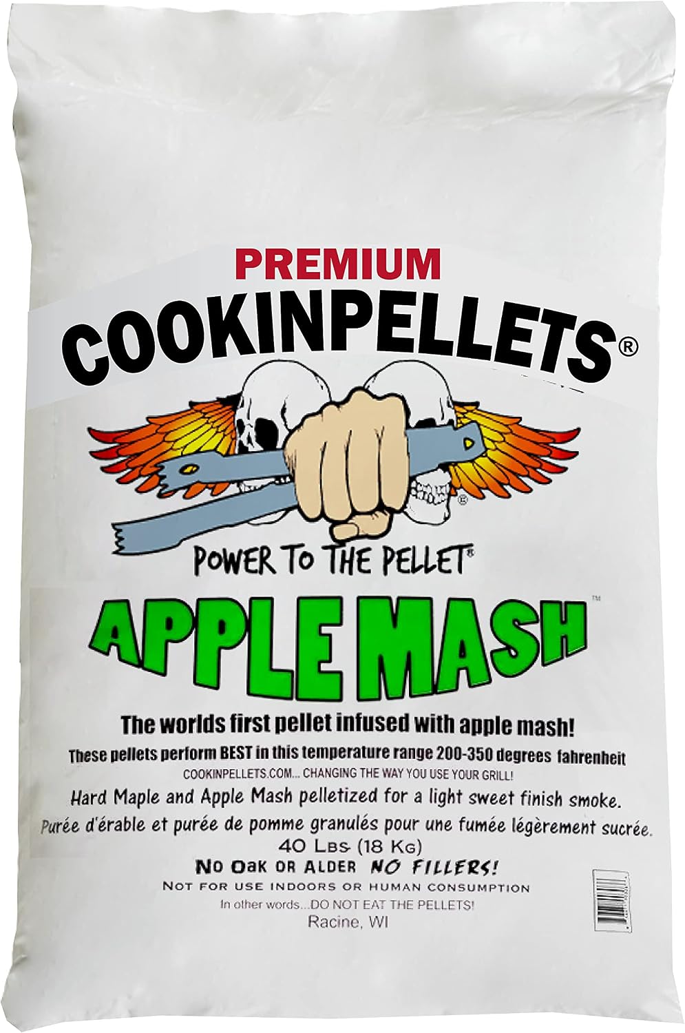 CookinPellets Premium Apple Mash and Hard Maple Natural Hardwood Light Sweet Smoke BBQ Grill Wood Pellets for Pellet Grill & Pellet Smoker, 40 Lb Bag