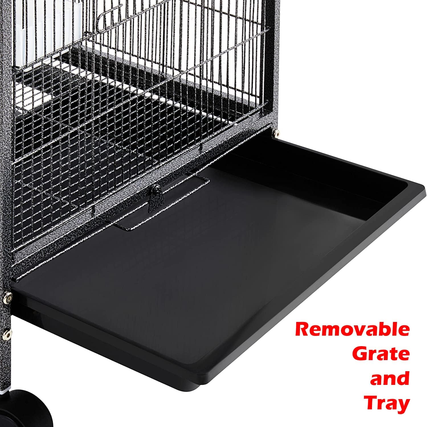 36-Inch Deluxe Sturdy Wrought Iron Bird Flight Open Play Top Cage with Rolling Stand for Parrots Conure Lovebird Cockatiel