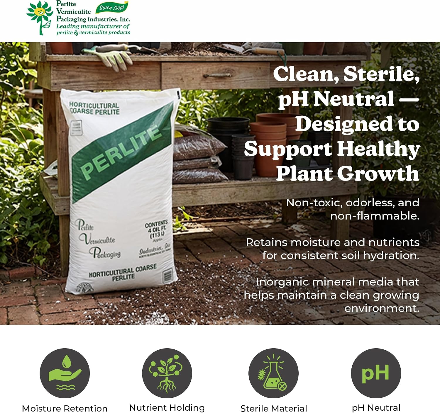 PVP Industries Organic Coarse Perlite for Planting and Garden Soil, 120 Qt, 4 Cu Ft - Lightweight Growing Media for Indoor Plants, Outdoor Gardening