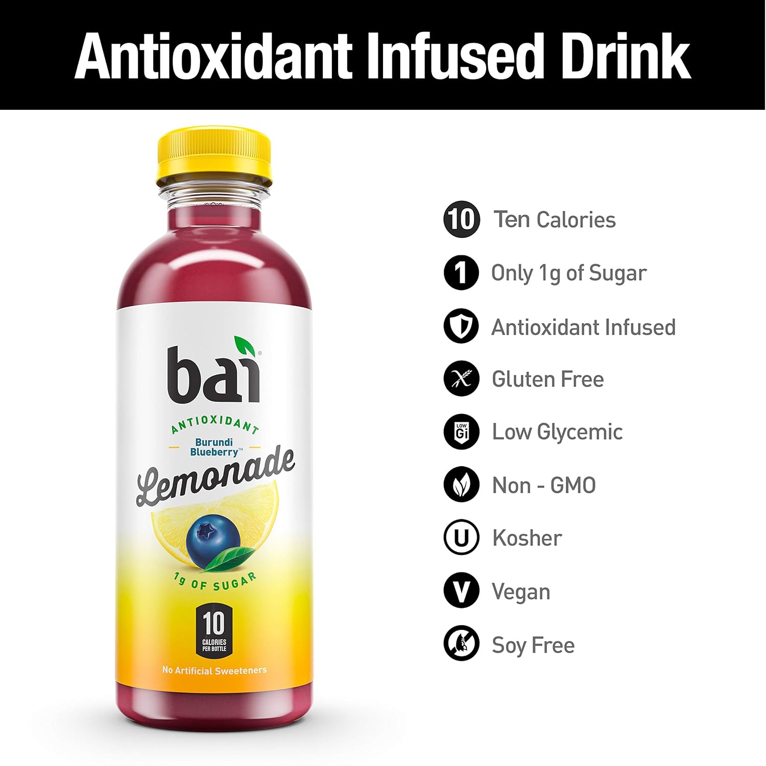 Bai Coconut Flavored Water Puna Coconut Pineapple, Antioxidant Infused, Coconut Pineapple Flavored Water Drink, 18 Fluid Ounce Bottles, 6 Count