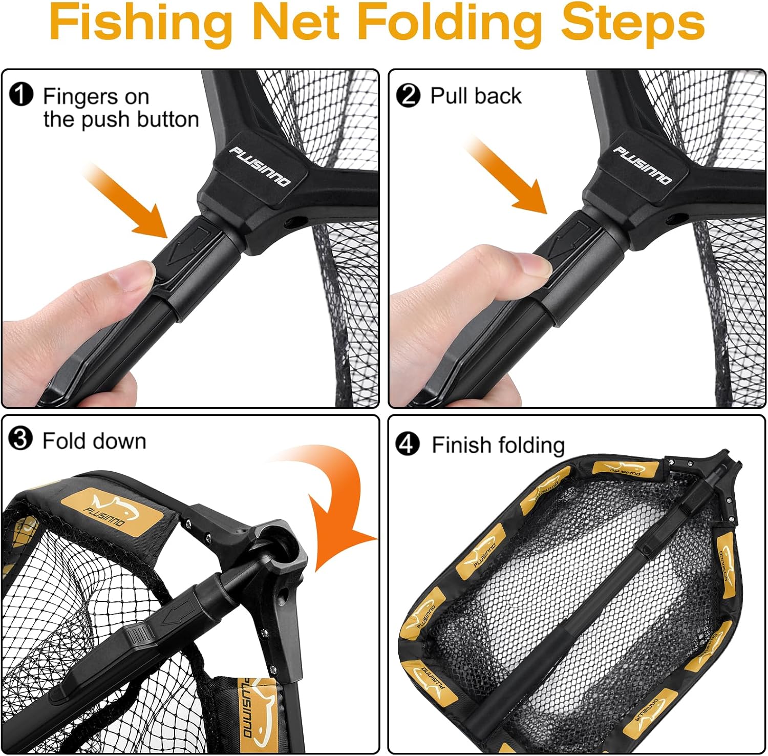 PLUSINNO Floating Fishing Net for Steelhead, Salmon, Fly, Kayak, Catfish, Bass, Trout Fishing
