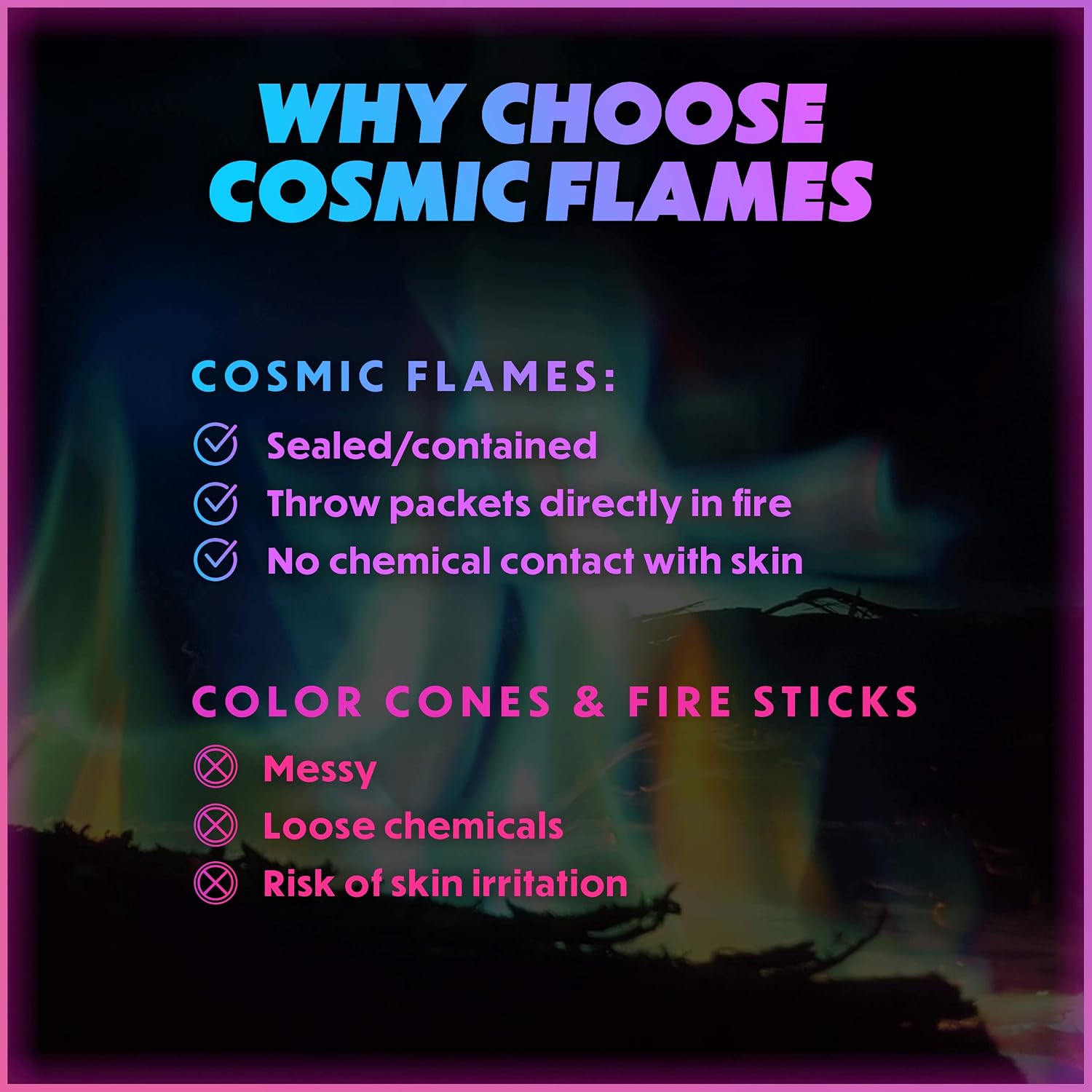 Fire Color Packets (12 Pack), Vibrant Multi-Color Fire for Fire Pits, Campfires