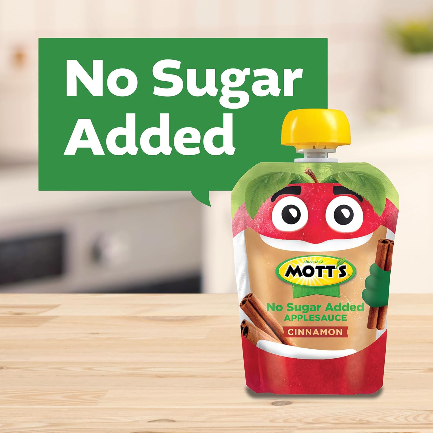 Mott's No Sugar Added Strawberry Applesauce, 3.2 Oz Clear Pouches, 48 Count (4 Packs Of 12), Good Source Of Vitamin C, No Artificial Flavors