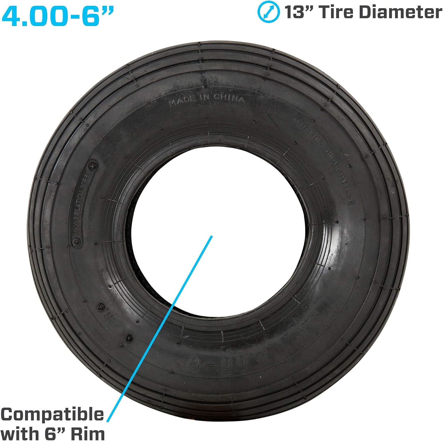 Marathon 4.00-6" Replacement Pneumatic Wheel Tire and Tube