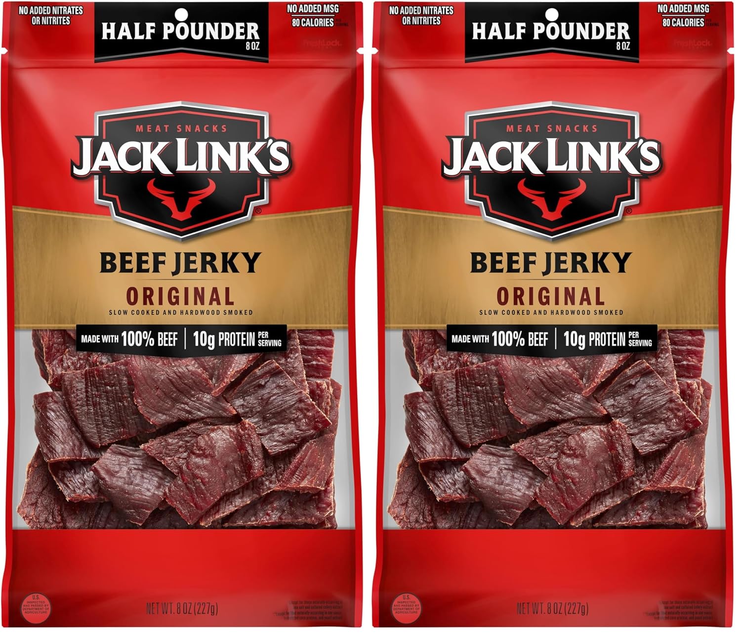 Jack Link's Peppered Beef Jerky Half Pounder - 8 oz Large Jerky Bag - Ready to Eat Real Meat Protein Snacks - 9g Protein per Serving - Made with 100% Real Beef | Large Jerky Bag - Ready to Eat Real Meat Protein Snacks - 9g Protein per Serving - Made with…
