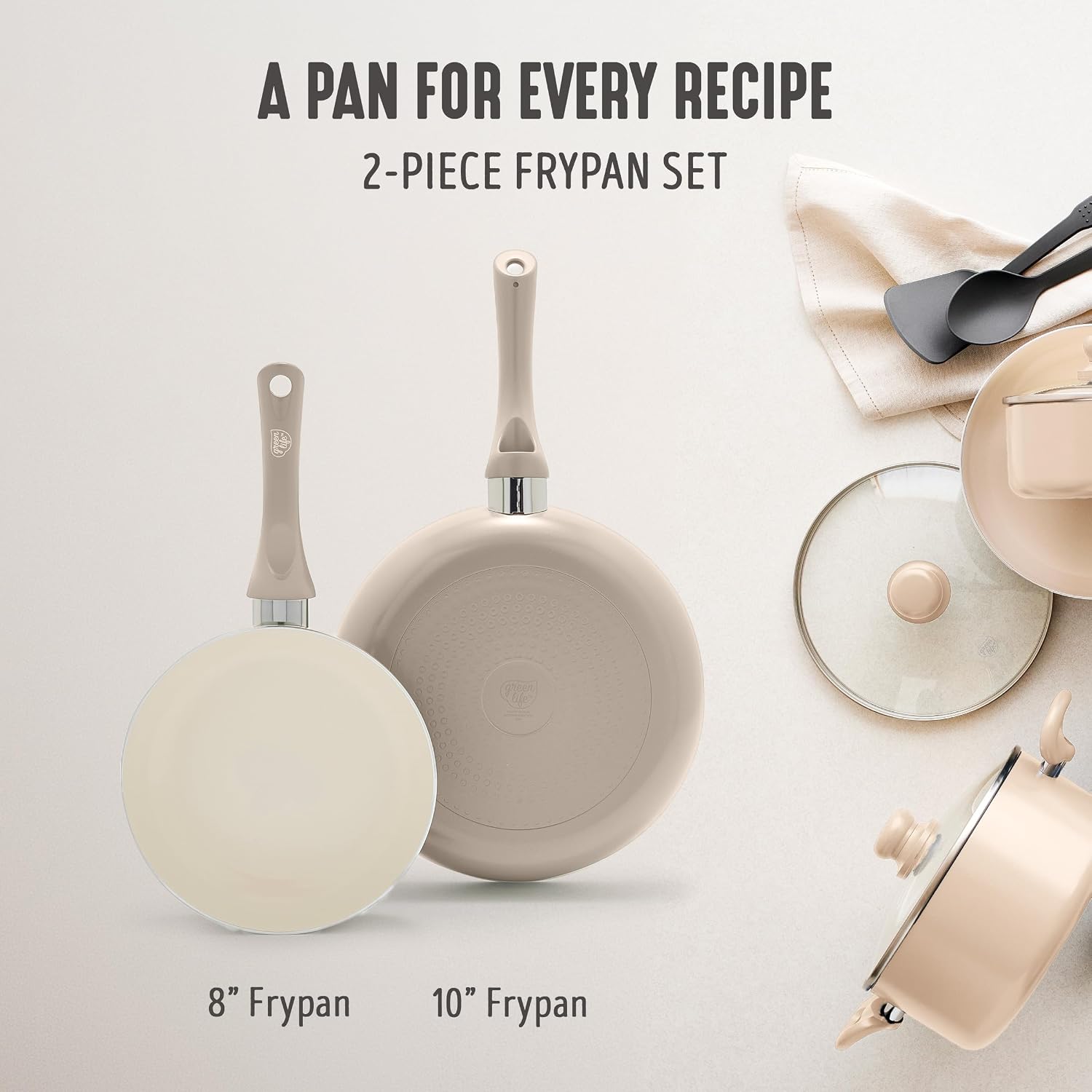 GreenLife 2 Piece (7” & 10”) Ceramic Nonstick Frying Pan Set, Turquoise | PFAS-Free Nonstick Coating, Family Skillet Set, Egg Pan, Omelet Pan, Stay-Cool Handles, Dishwasher & Oven Safe up to 350F