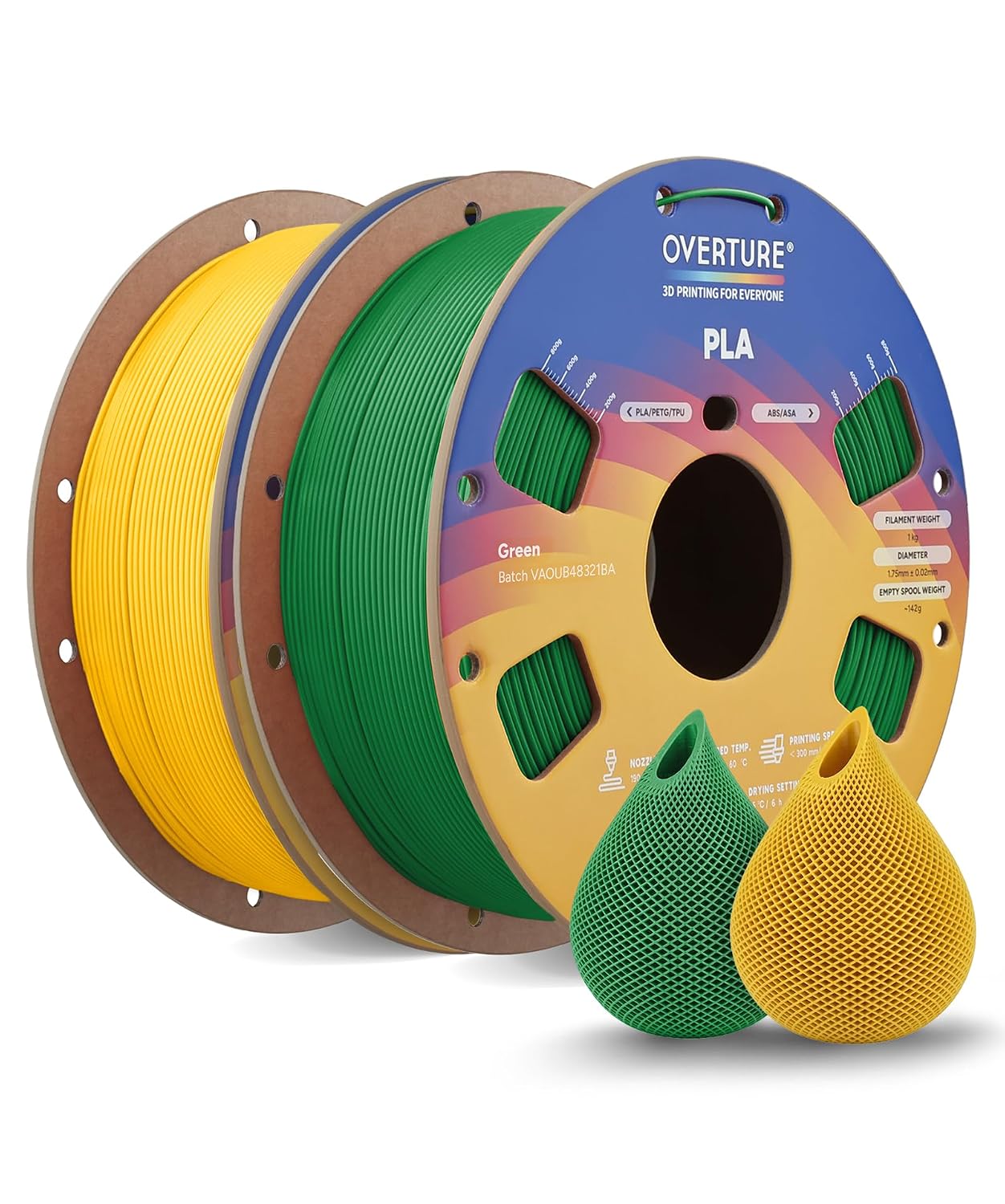 OVERTURE High Speed PLA Filament 1.75mm 3D Printer Filament,1kg White