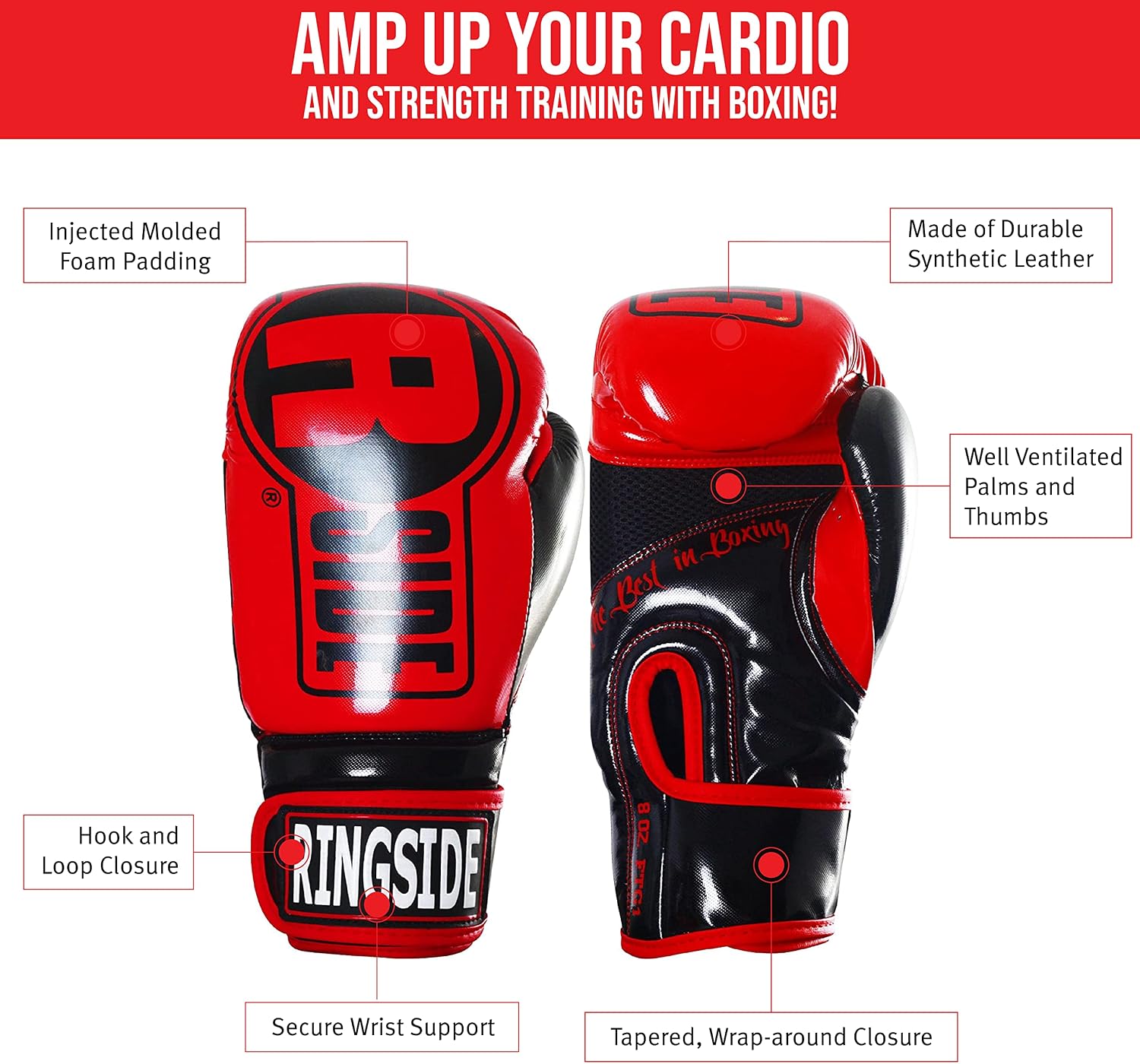 Ringside Apex Bag Gloves, IMF-Tech Boxing Gloves with Secure Wrist Support, Synthetic Boxing Gloves for Men and Women