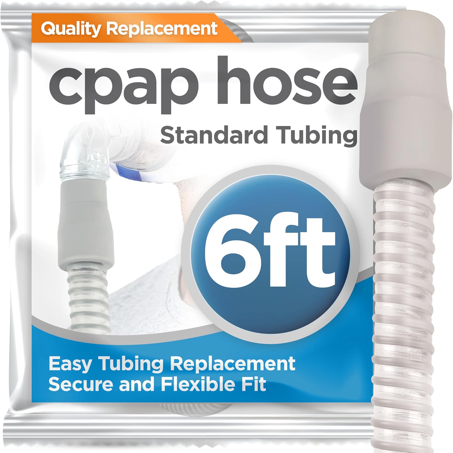 resplabs CPAP Hose | Perfect Fit Replacement Tubing for All CPAP Machines | 6ft Standard 22mm, Gray