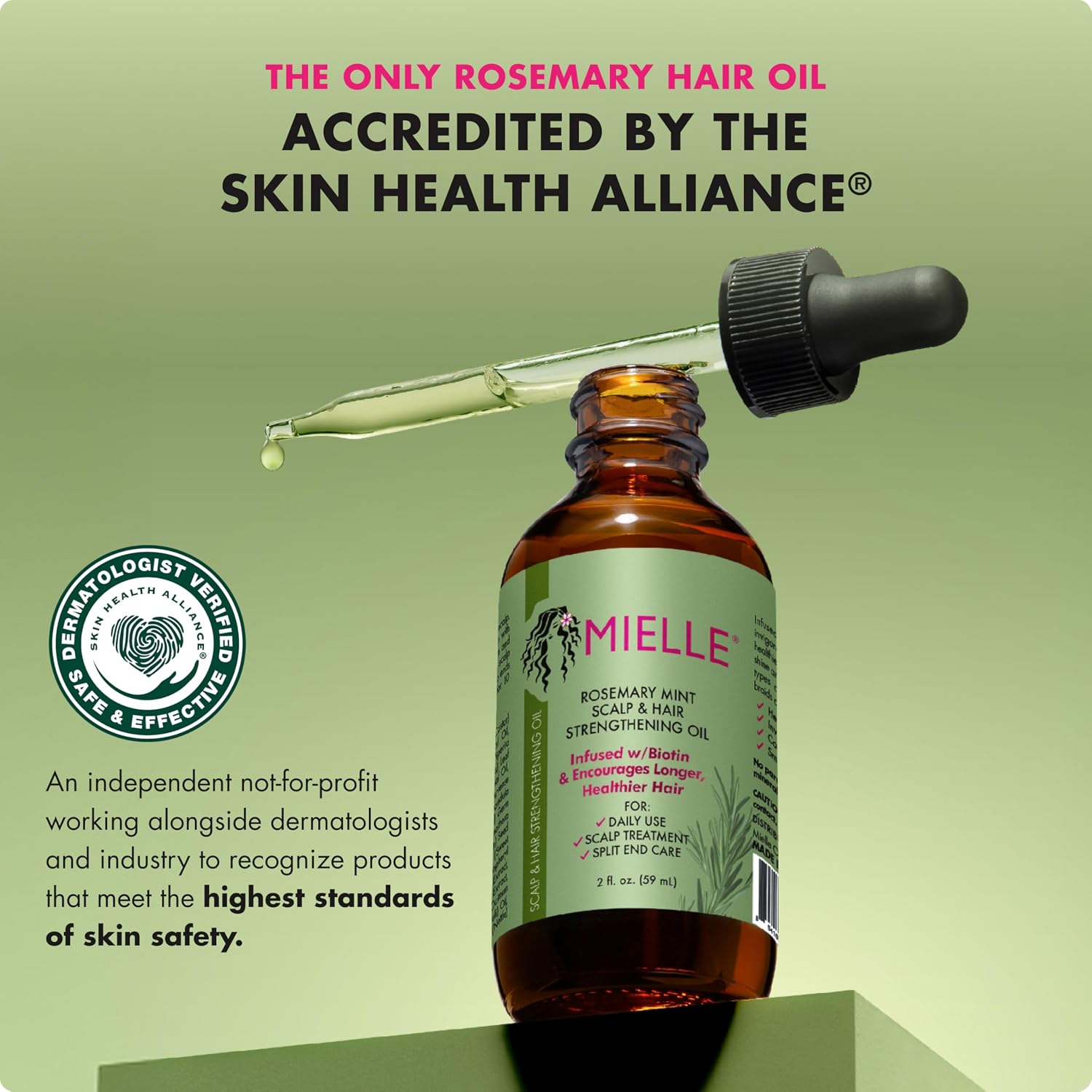 Mielle Organics Rosemary & Mint Hair Oil - Strengthening Biotin Oil Infused Frizzy & Damaged Hair Care - Split Ends & Dry Scalp Treatment to Support