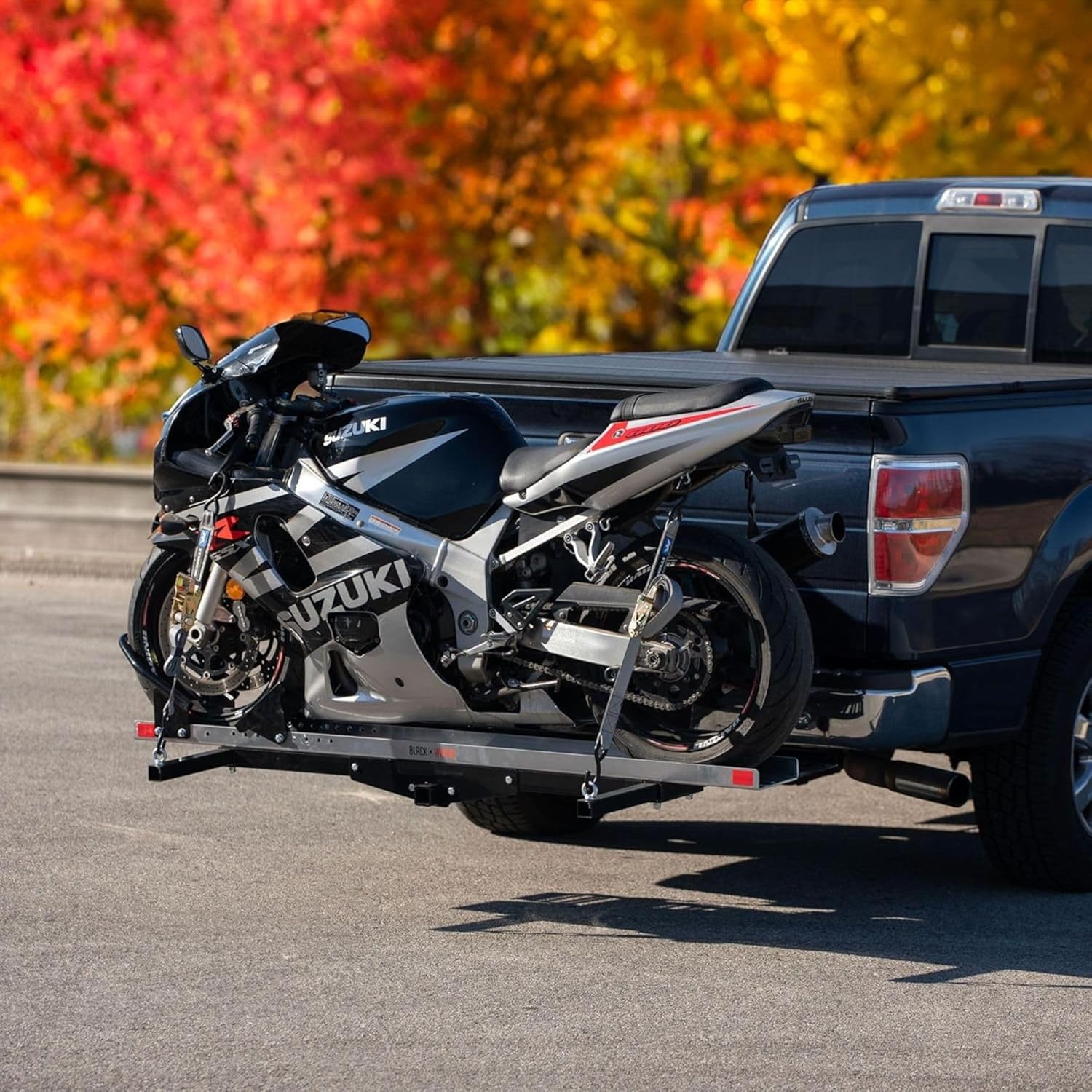 Black Widow Hitch Mounted Steel Motorcycle Carrier w/Ramp
