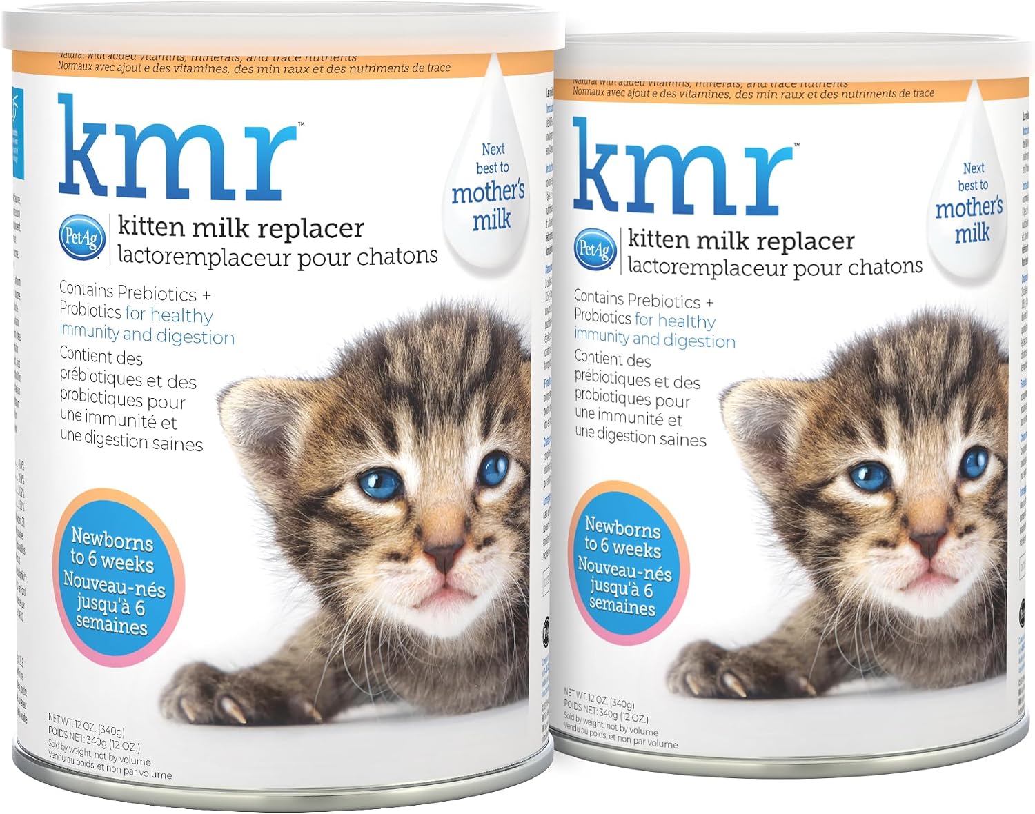 Pet-Ag KMR Kitten Milk Replacer Powder - 12 oz, Pack of 2 - Powdered Kitten Formula with Prebiotics