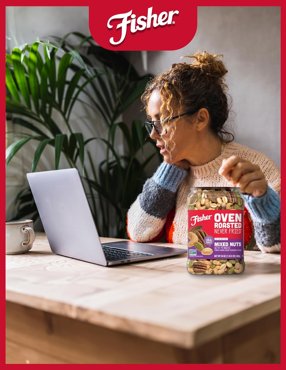 Fisher Oven Roasted Never Fried Deluxe Mixed Nuts, 24 Ounces