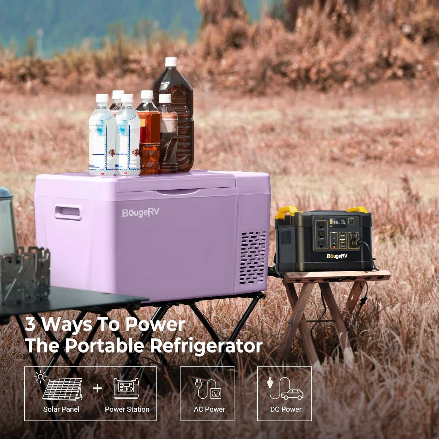 BougeRV 12v refrigerator 23 Quart, -8℉~50℉ Portable Freezer for Car, Grey
