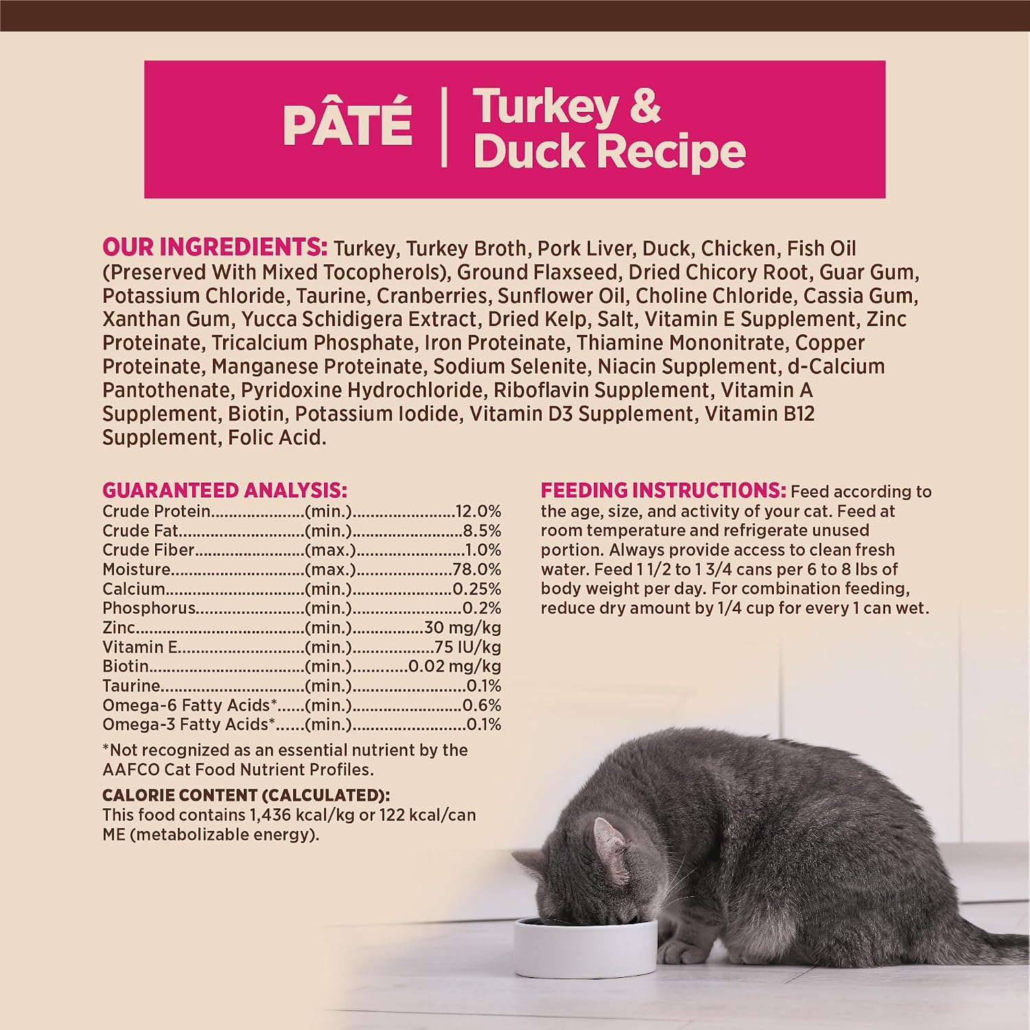 Wellness CORE Pate Adult Canned Wet Cat Food, Natural, Protein Rich, Grain Free, Turkey and Duck Recipe, 3 oz, Pack of 12 Cans