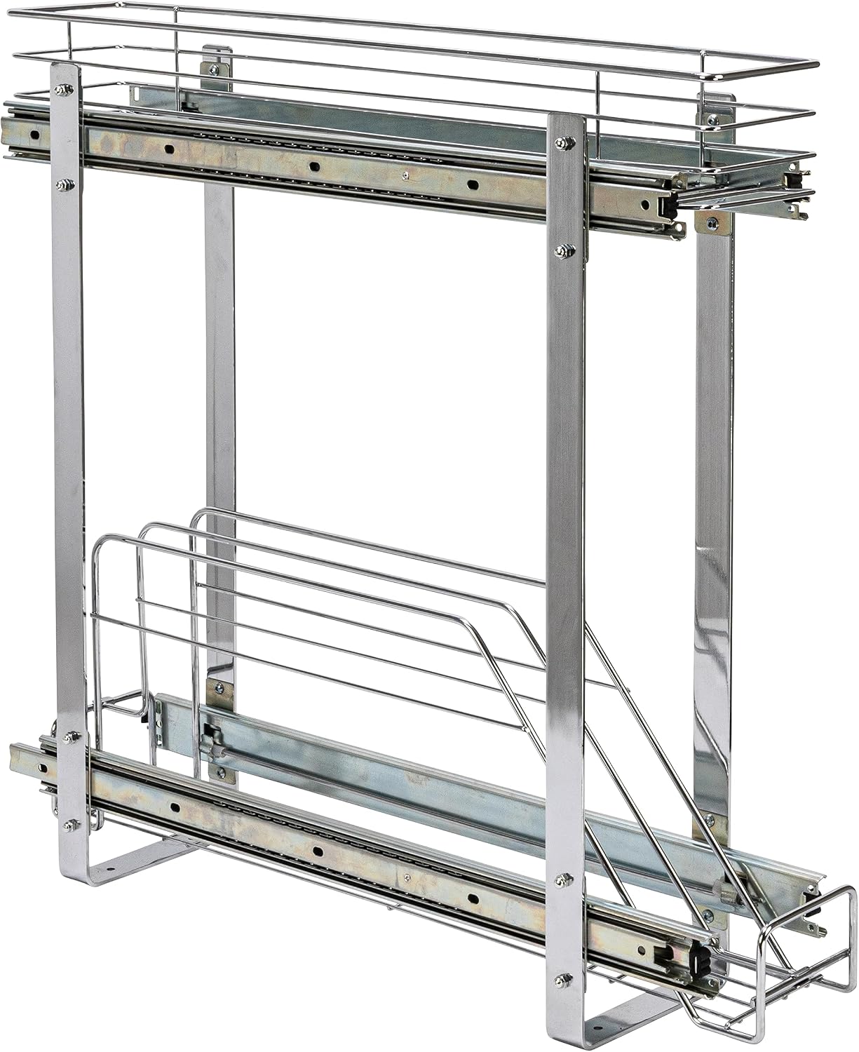 Household Essentials Glidez 2‑Tier Multipurpose Chrome‑Plated Steel Pull‑Out/Slide‑Out Under Cabinet Organizer, Chrome Finish