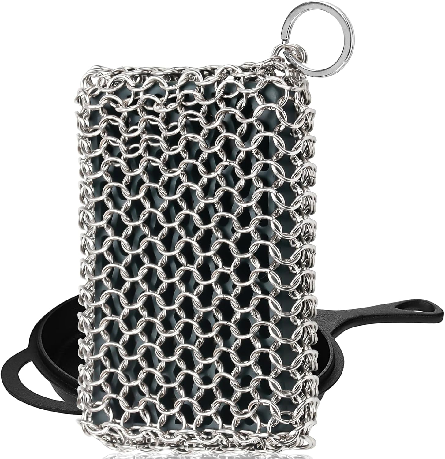 Herda 316L Cast Iron Scrubber Cleaner, Large Cast Iron Chain Mail Scrubber