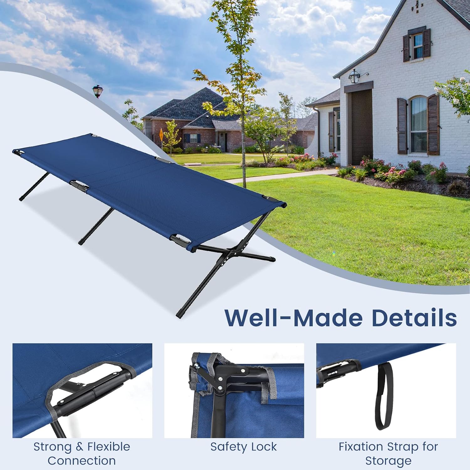 Goplus Folding Camping Cot with Carrying Bag, Portable Lightweight Outdoor Sleeping Bed for Adults Kids, 300LBS Weight Capacity