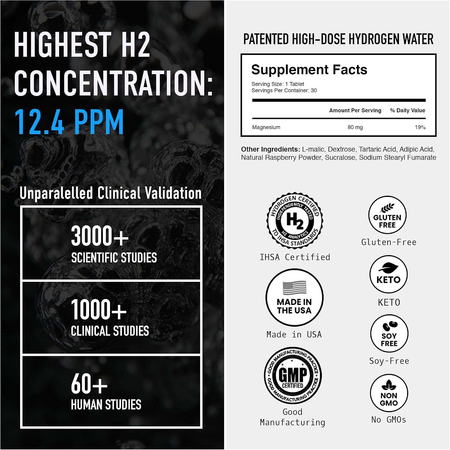 DrinkHRW REJUVENATION Molecular Hydrogen Water Tablets Unflavored, 30 Count