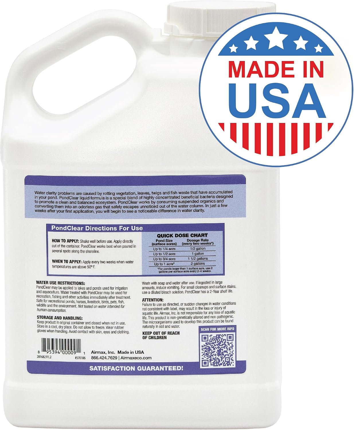 Airmax PondClear Packets Beneficial Bacteria Pond Clarifier, 24 Count | Enzyme Clarifier with EcoBoost PRx to help clear and clean pond and lake water while remaining safe for fish